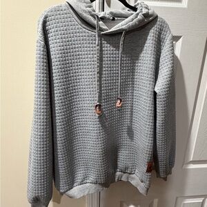 Coofandy Gray Ribbed Pullover Hoodie - Size Large (Very Good Condition)